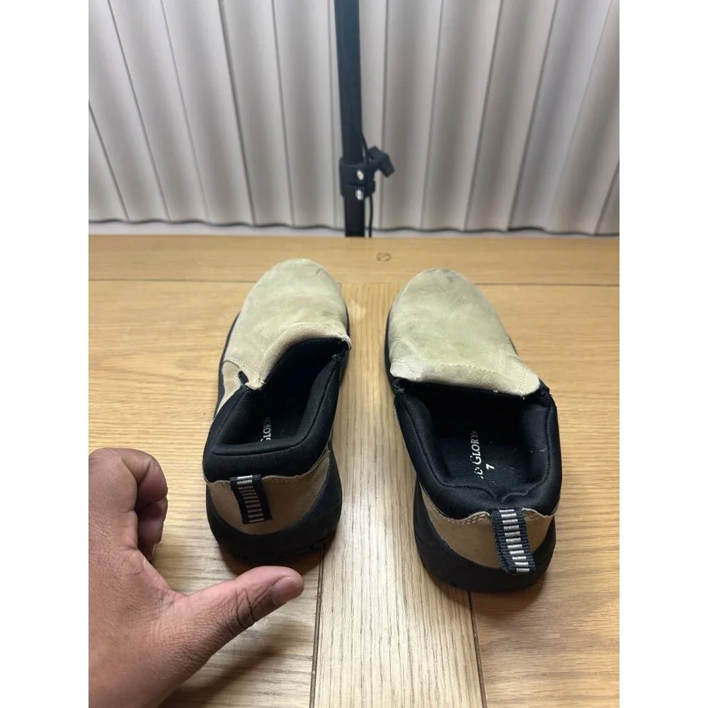 Faded Glory Size 7 Slip-On Suede Shoes Beige & Black Mens
